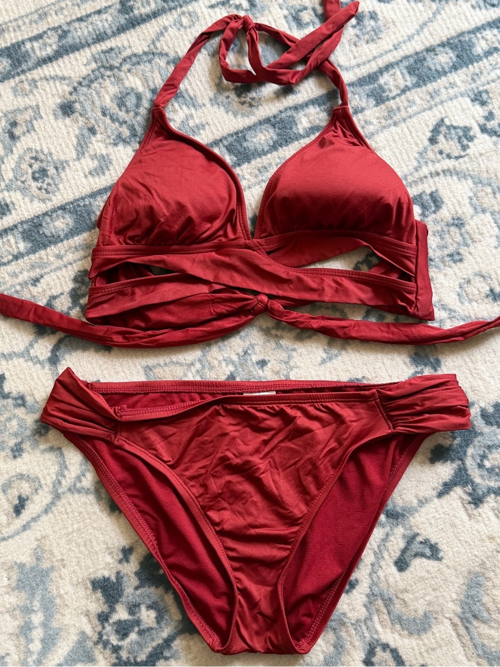 Kona Sol Red Wrap Bikini Set